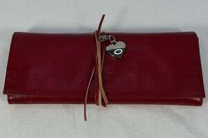 Things Remembered Vintage Red Leather Folding Wallet Case with Tie String 9x4